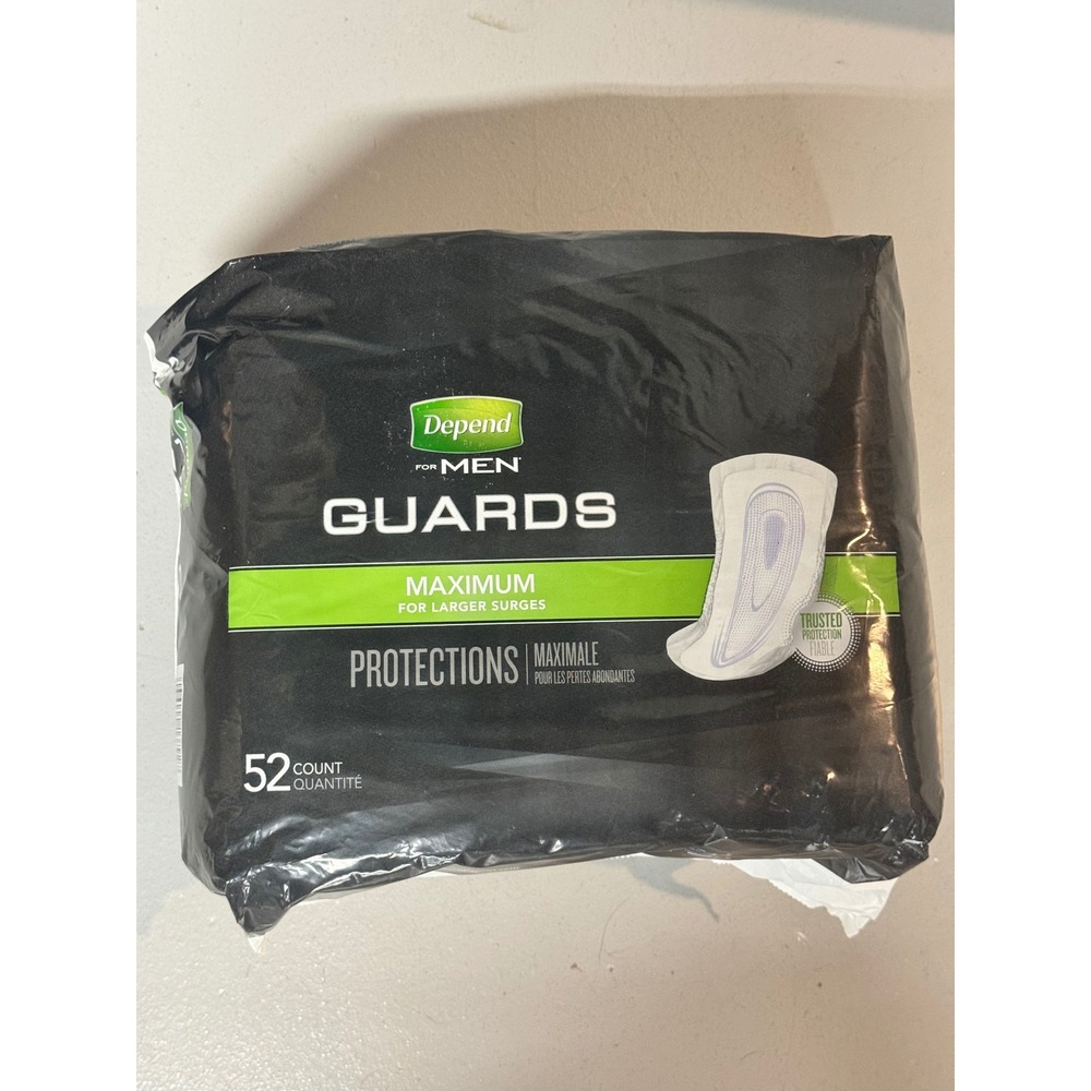 Depend For Men Guards Maximum Absorbency Incontinence Pads 52 Count New Sealed